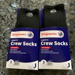 🎁NEW Diabetic Crew Socks 6 Pair Unisex Sizes Non-Binding Elderly Gift